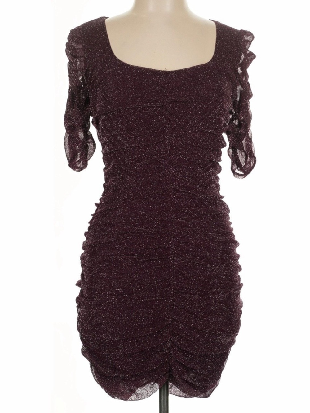 Ruched Square Neckline Bodycon Dress